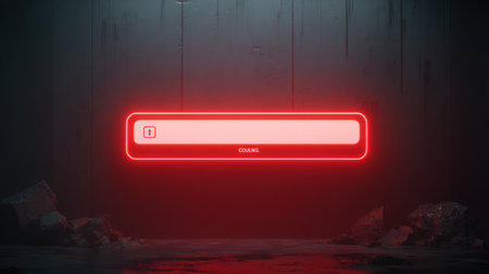 A red alert interface appears on a dark screen, notifying users about a potential bank account breach with space for additional details.の素材