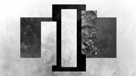 This artwork features black rough edge rectangles alongside grunge square frames ideal for various creative design and collage projects.の素材