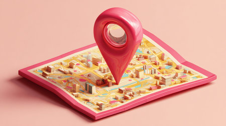 A blinking GPS marker appears over a clean, empty map, indicating a search for a specific location without any landmarks nearby.の素材