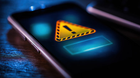 A smartphone displays a fake lottery notification indicating a potential phishing scam aimed at users, raising awareness of fraud attempts.の素材