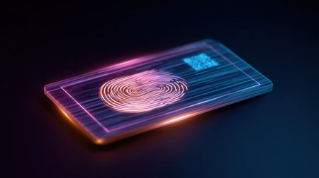 Visual representation of an encrypted contactless passport scan symbol highlighting advanced travel security technologyの素材