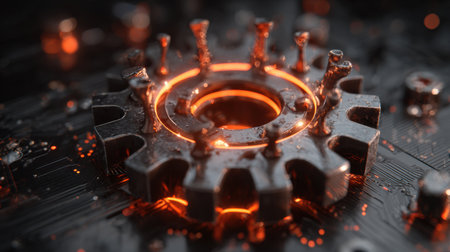 A lock icon morphs into a virus graphic, symbolizing the dangers of cyber vulnerabilities in todayâs digital landscape.の素材