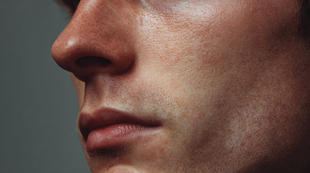 Close-up of skinfold pinch measurement demonstrating techniques in a clinical setting with neutral color tones and macro detailing.の素材