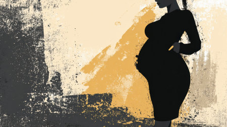 A silhouette of a person in a tight dress shows a realistic belly bulge, representing common body shape issues and fashion struggles.の素材