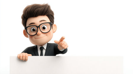 A project manager mascot gestures to a timeline while standing in front of a blank background, illustrating the planning stage of a project.の素材