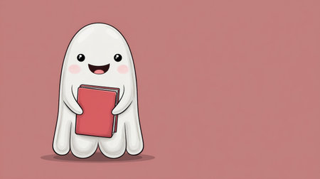 A friendly HR recruiter mascot smiles while holding a resume folder in a minimal background with soft colors.の素材