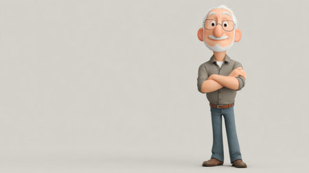 Character appears with arms crossed in a neutral position in the center of the space with no background elements present.の素材