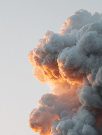 Soft clouds blend into a warm white background, creating a simple design. This visual evokes a sense of inner reflection and quiet thought.の素材
