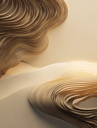 Curved lines in soft tones create a minimal design effect on a cream background, highlighting artistic elements inspired by UAE colors.の素材