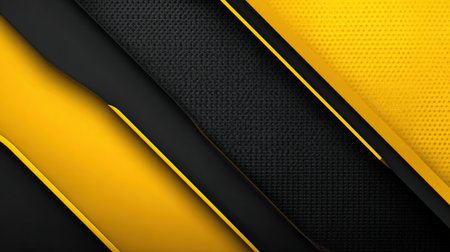 A strong banner features motion stripes in yellow and black. This design element adds energy and modernity to the space.の素材