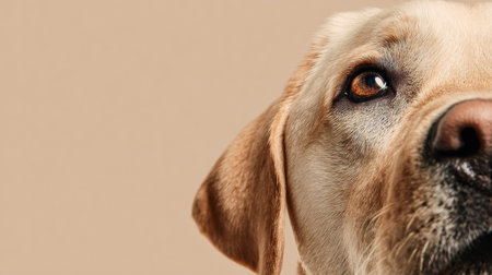 A close view of a dogs gentle gaze expresses trust and connection, focusing on the importance of quality pet food without distractions.の素材