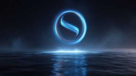 A concept illustrates a quantum blind signature scheme with blurred blue tones. It focuses on privacy in digital transactions and voting.の素材