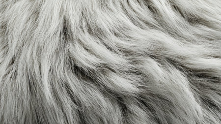 Fuzzy fur close-up showcases details of texture and reflections, suitable for grooming services and pet care marketing materials.の素材