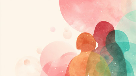 Graphic features abstract shapes inspired by embraces, highlighting the themes of grief support and emotional safety.の素材