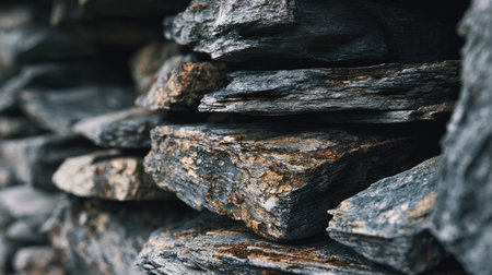 This scene displays a textured arrangement of weathered stone, highlighting the wear and age of the materials in this historical context.の素材
