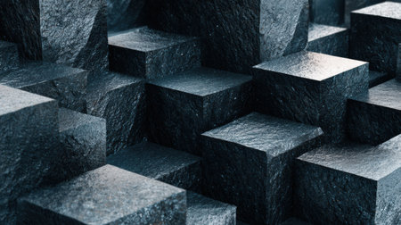 Massive stone blocks form a secure structure highlighting geometry and texture in a unique construction. The design exhibits strength and durability.の素材