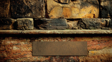 The scene shows aged stone blocks creating a solid background with a clear space for text, suitable for various uses in design or display.の素材