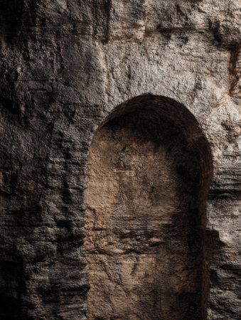 The image shows an ancient stone arch with detailed textures that reflect engineering skills and historical methods used in construction.の素材