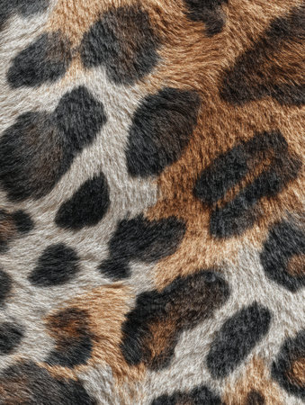 Animal print paper texture displays a detailed leopard pattern with various shades of brown and black suitable for creative projects and design workの素材