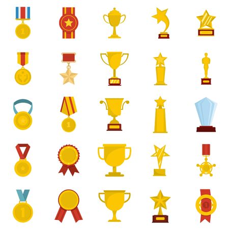 Medal award icon set isolated. Flat illustration of 25 medal award vector icons for web.のイラスト素材