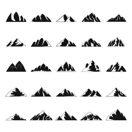 Set of mountain icons in simple style illustration.のイラスト素材