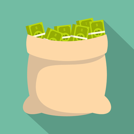 Big bag money icon. Flat illustration of big bag money icon for web.のイラスト素材