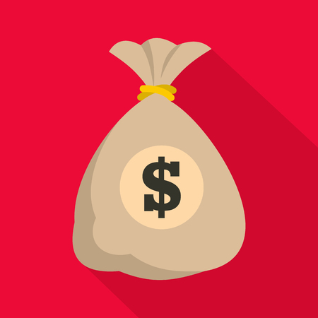 Bag money icon. Flat illustration of bag money icon for web.のイラスト素材