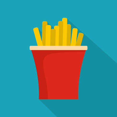 French fries icon. Flat illustration of french fries icon for web.のイラスト素材