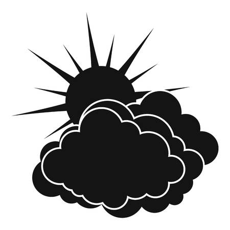 Blue cloudy sun icon. Simple illustration of blue cloudy sun vector icon for webのイラスト素材