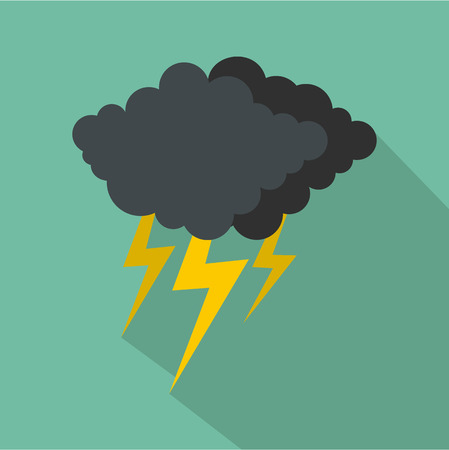 Cloud thunder flash icon. Flat illustration of cloud thunder flash vector icon for webのイラスト素材