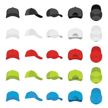 Baseball cap views icons set. Simple illustration of 25 baseball cap views vector icons for webのイラスト素材