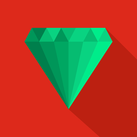 Green gem icon. Flat illustration of green gem vector icon for web.のイラスト素材