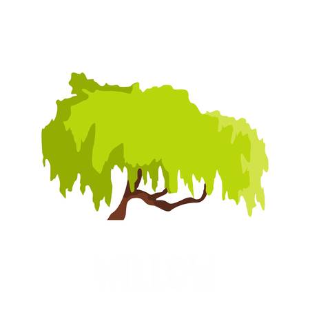 Willow tree icon. Flat illustration of willow tree vector icon isolated on white backgroundのイラスト素材