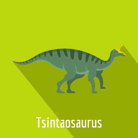 Tsintaosaurus icon. Flat illustration of tsintaosaurus vector icon for web.のイラスト素材