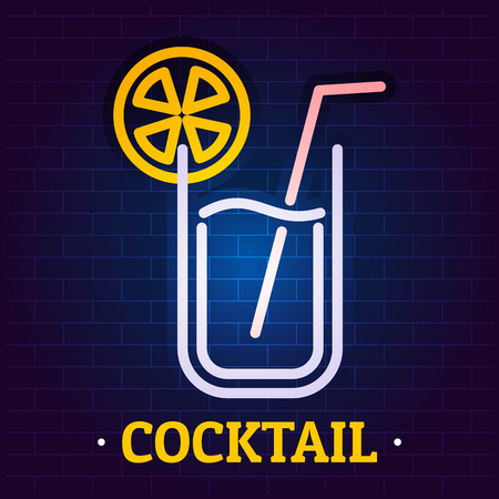 Flat illustration of cocktail signboard vector for webのイラスト素材
