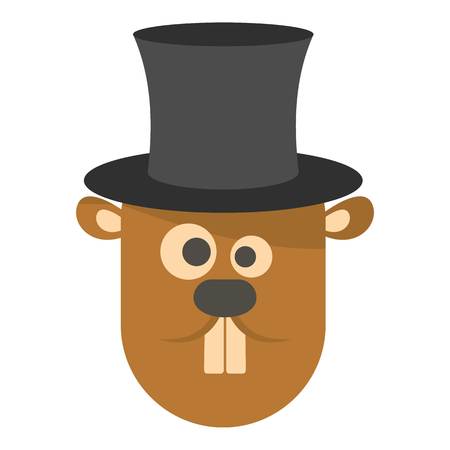 Groundhog in hat icon. Flat illustration of groundhog in hat vector icon for webのイラスト素材