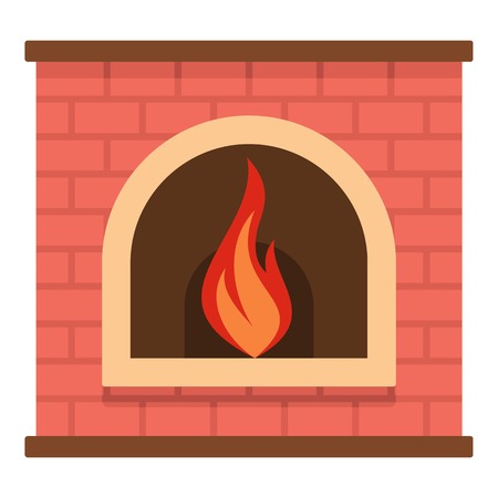 Retro fireplace icon. Cartoon illustration of retro fireplace vector icon for webのイラスト素材