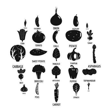 Simple illustration of 25 vegetables vector icons for webのイラスト素材