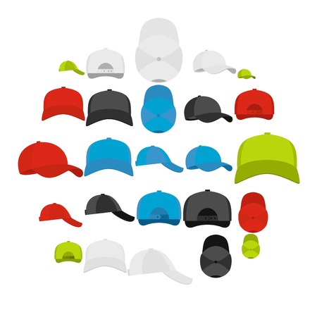 Baseball cap views icons set. Simple illustration of 25 baseball cap views vector icons for webのイラスト素材