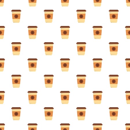 Coffee plastic cup pattern seamless in flat style for any designのイラスト素材
