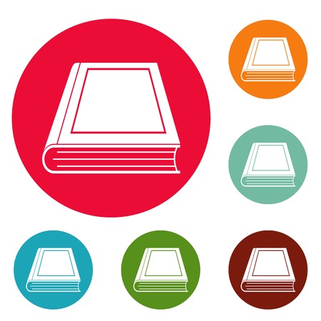 Book closed icons circle set vector isolated on white backgroundのイラスト素材