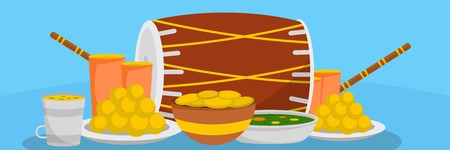 Lohri food banner. Flat illustration of lohri food vector banner for webのイラスト素材