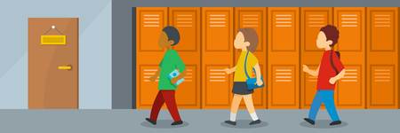 School lesson banner. Flat illustration of school lesson vector banner for webのイラスト素材