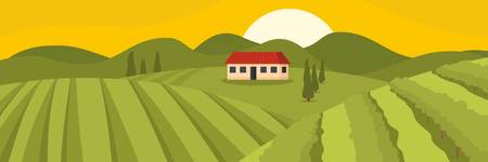 Field banner. Flat illustration of field vector banner for webのイラスト素材