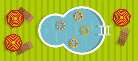 Swimming pool banner. Flat illustration of swimming pool vector banner for webのイラスト素材