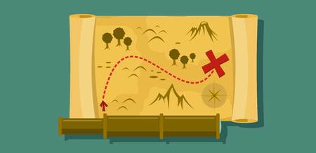 Map banner. Flat illustration of map vector banner for webのイラスト素材