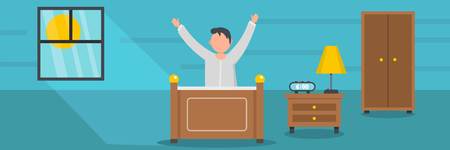 Wake up banner. Flat illustration of wake up vector banner for webのイラスト素材