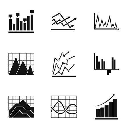 Project graph icons set. Simple set of 9 project graph vector icons for web isolated on white backgroundのイラスト素材
