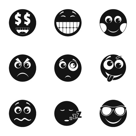 Emoji smile icons set. Simple set of emoji smile vector icons for web isolated on white backgroundのイラスト素材