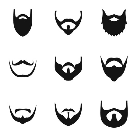 Beard icons set. Simple set of beard vector icons for web isolated on white backgroundのイラスト素材